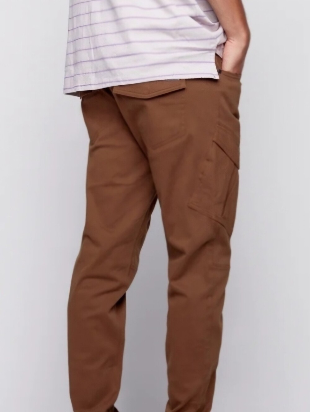 Cargo Pants WORKS JEANIOLOGIE Mens Cohen Brown Joggers Elastuc Cuff  SZ S W30
